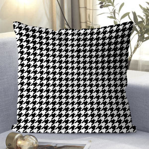 Black White Grid Simple Style Pillow Office Car Sofa Bedroom Living Room Cushion Home Decorative Square Plush Geometric Pattern