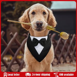 Pet Bow Tie Dog Collar Tuxedo Bandana Adjustable Formal Puppy Triangular Neck Wear for Wedding Birthday Dress-up Cosplay Party Dog Bow Tie Dog Collar Tuxedo Bandana Accessories Formal Puppy Triangleneck Wear for Pet Wedding Birthday Party Dress Up Cosplay