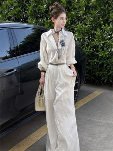 SHANGSHA | Elegant Luxury Ladylike White Shirt Set
