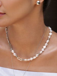 SMILEY Smiley Face Removable Necklace Bracelet Pearl Silver Jewelry