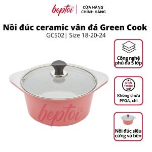 Nồi (quánh) đúc Ceramic đáy từ Green Cook nồi chống dính bếp từ vân đá Green Cook GCS02-IH