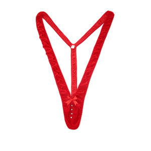 ชุดชั้นในเซ็กซี่สำหรับผู้ชาย ชุดบอดี้สูทคริสต์มาส ชุดชั้นในแบบชิ้นเดียว แมนกินี ซานตาคลอส สายรัดถุงเท้า คอวีลึก