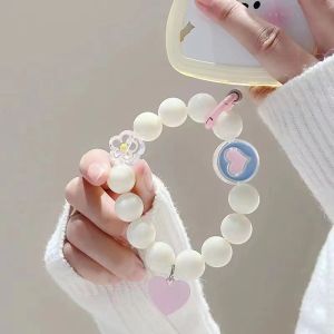 สายคล้องโทรศัพท์ลูกปัดลูกอมน่ารักหลากสีลายการ์ตูนพร้อมเชือกแขวนเคสโทรศัพท์ป้องกันการสูญเสียสวยสด