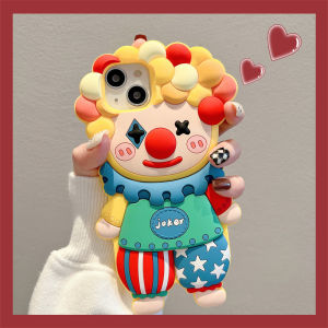 14Promax Silicone Phone Case Full Cover Anti-Fall Female Model Creative 3D Clown Fun Design Protective Shell for 15