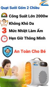 Máy sưởi mini Changhong Zlife công suất cao 2000w ấm nhanh sau 1s quạt sưởi ấm 2 chiều cao cấp quạt sưởi Xiaomi