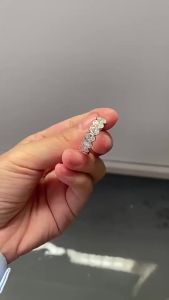 Pretty Beauty Oval Cut Moissanite Half Eternity Ring 925 Silver 3.5CT 7 Stone Diamond Bezel Set Wedding Band for Women Jewelry