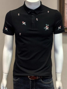 Áo Thun Polo Tay Ngắn Thêu Thời Trang Mùa Hè Ôm Vừa Vặn Cổ Polo Thường Ngày Chất Liệu Cotton Pha Trộn Thường Ngày