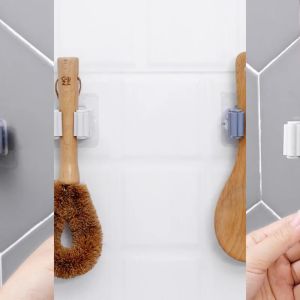 Móc treo chổi lau nhàMóc Dính Tường Treo Cây Chổi Lau Nhà Chịu Lực 5kg Thông Minh Tiện Lợi Y