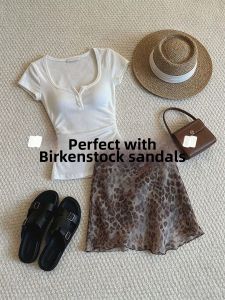 V.C.I | Vintage Khaki Leopard Print Chiffon Half Skirt