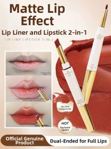 Lembiof | Smudge-Proof Long-lasting Matte Moisturizing Lip Tint Dual-Ended Lip Liner & Lipstick
