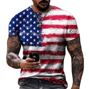 Áo Thun Nam in Họa Tiết Cờ Mỹ 3D Áo Thun Cotton Thường Ngày Mùa Hè Thời Trang Trẻ Trung in Họa Tiết Cờ Mỹ Phong Cách Đường Phố