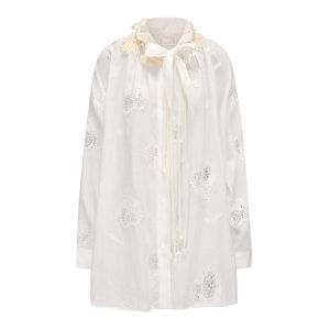 XIAOLI | Lemon Embroidery Lace White Shirt