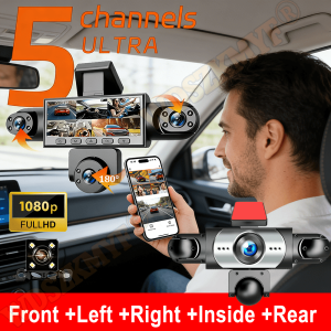 2026 New 360° 3/5 Channels Car Dash Cam Video Recorder 1080P Car DVR Front inside optional Rear View Night Vision Black Box