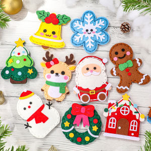 9-piece DIY Christmas sewing material pack for beginners easy to make Christmas tree ornaments including gingerbread man reind