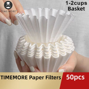 Timemore | TIMEMORE 1-2Cups Basket Coffee Paper Filter Pour Over Filter Papers 50 Sheets Fits B75 Coffee Dripper & 1-2 Cups Basket Dripper