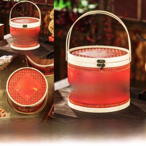 Wedding Candy Box Engagement Gift Basket Premium Bamboo Handmade Wedding Celebration Supplies Chinese Style Wooden Box