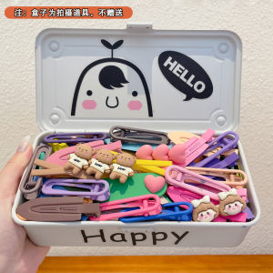 Colorful Seamless Hair Clips Womens Forehead Bangs Hairpin Headwear Side One-word Clip Matte Metal Duckbill Hair Card