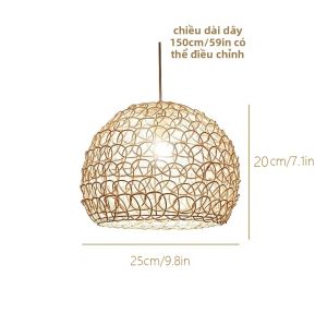 Đèn Thả Mây Tre Đan Kiểu Nhật JOYINLED Retro 25CM Đèn Treo Trần Phong Cách Boho Đế E27