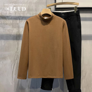 LUUD | Áo Dài Tay Thun Ấm Áp Mùa Thu Đông Cổ Trụ Ngắn Màu Đơn Giản Cho Nam