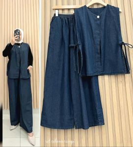 Setelan Wanita Bahan Soft Jeans Wash Premium/Setcel Wanita You Can See Oblong  Soft Jeans Terbaru