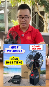 Combo Quạt Tích Điện Dùng Pin 30CELLS Quạt Lồng Sắt Cánh Sắt Đường Kính 8in 2 Tốc Độ Gió