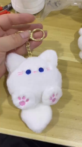 Gantungan Kunci Kreatif Boneka Kucing Berekor Besar Lucu Membuat Suara Hadiah Ulang Tahun Kitty Cat