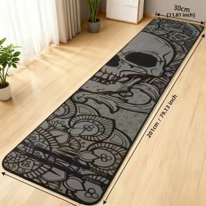Thảm Trải Sàn Hình Đầu Lâu VIKAMA Chống Trơn Trượt Họa Tiết Đường Kẻ Dài Dành Cho Phòng Ký Túc Xá Nam Trang Trí Quầy Bar Chất Liệu PVC Chống Phai Màu Giặt Máy Được