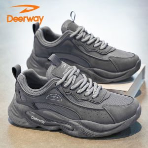 Deerway Mens Casual Running Shoes Breathable Mesh Autumn Thick Bottom Anti-Slip Deodorant Trendy Shoes Comfortable Sports Sneakers