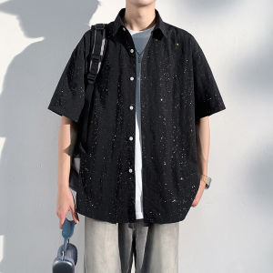 Mens Summer Short Sleeve Ice Silk Casual Thin Shirt Loose Fit Stylish American Brand Peak Paul Youth Trendy Outerwear