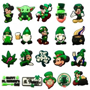 Disney | Disney 6-20PCS St.Patrick’s Day Mickey Minnie Shoe Charm Mix Wholesale PVC Decoration Buckle Detachable DIY Waterproof Xmas Gift