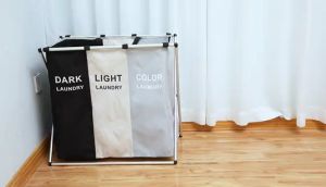 Dirty Clothes Basket 180L Collapsible Large Laundry Hamper 3 Section for Kids Dirty Clothes/Toys/Blanket Storage in Laundry Room Bedroom Storage and Organization 3 Compartment Laundry Basket Collapsible Laundry Baskets Storage Bag for Home