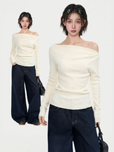 KBVVR | Off Shoulder Slim Fitting Knit Sweater