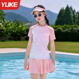 YUKE | Girls Long Sleeve Dress Style One-Piece Swimsuit