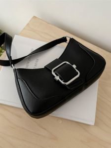 Fashionable Ins Underarm Bag Womens Small Square Bag Soft Texture Stylish Single Shoulder Bag Casual Pure Color PU Leather