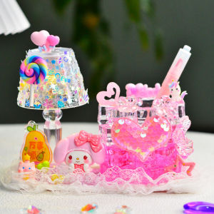 Childrens DIY Handcraft Material Kit Crystal Ice Cube Rotating Pen Holder Girls Creative Practical Gift Angel Rainbow