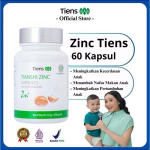 Zinc Tiens Penggemuk Badan & Vitamin Penambah Nafsu Makan Anak Herbal 100% Tianshi Zinc Capsules Vitamin Penambah Nafsu Makan Anak - Multivitamin Anak - Nutrisi Anak Penambah BB Anak