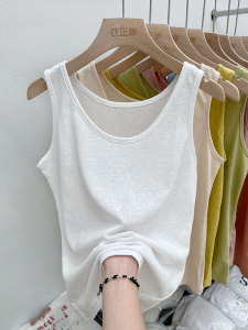 Womens Cotton Linen Vest Loose Fit V-Neck Base Layer Wide Strap Tank Top plus Size Hide Belly Outerwear Summer Fashion