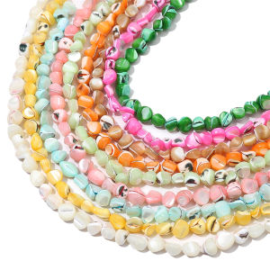 ลูกปัดเปลือกหอยธรรมชาติ รูปทรง 7-8มม. 38ซม. 55ชิ้น สำหรับเครื่องประดับ DIY