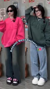 ÁO SWEATER thêu chữ nổi INS cổ tròn nhiều màu khoác ngoài chui đầu form rộng thu đông nam nữ