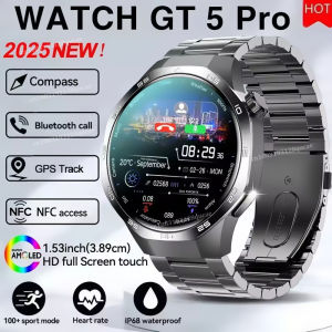 2025 GT5 Pro GPS Tracker Smart Watch Men 360*360 AMOLED Screen NFC BT Call Sports Waterproof Health Monitor Man Smartwatches New