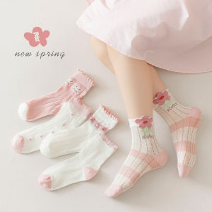 MiiOW | Tất lưới thoáng khí mỏng mùa hè cho trẻ em Tất cotton mềm mại thoải mái cho bé gái Tất dài đến bắp chân họa tiết hoạt hình dễ thương