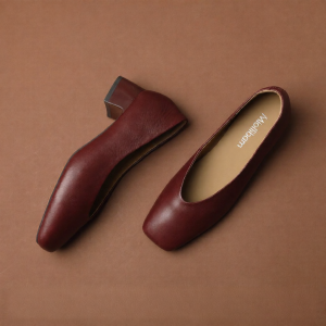 MIOLLIBARN | Red Vintage Square Toe Flat Shoes