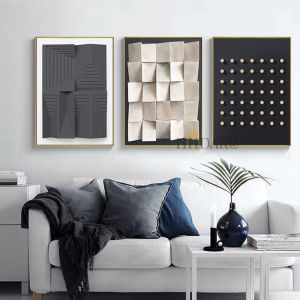 Scandinavian Minimalist Wall Art Black and White Abstract 3D Three-dimensional Sense Poster Print Home Bedroom Living Room Decor