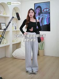 Korean Dress🎉กางเกงผู้หญิง👖กางเกงวอร์ม กางเกงเอวสูง กางเกงที่เหมาะกับสาวอ้วน กางเกงขายาวผูกเชือกฤดูใบไม้ร่วง