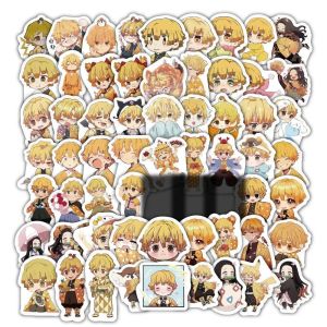 60 Pieces Agatsuma Zenitsu Q Version DIY Stickers for Demon Slayer Cartoon Anime Peripheral Handbook Decoration Posters 2026