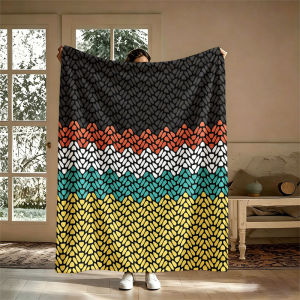 BILIBILI | Colorful Chevron Weave Flannel Blanket Perfect for Sofa Office Bed Travel Sleep Read Relax Camping Four Season Use