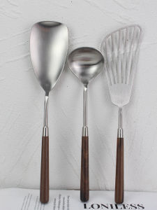 Delightfully Cute Walnut Wood Mini Cooking Spatula Rice Serving Spoon Stir-Fry Kitchen Utensil Elegant Luxury Design