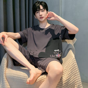 Bộ đồ ngủ nam MiiOW Cat Man vải cotton tay ngắn quần short - mùa hè
