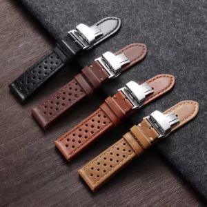Dây Đeo Đồng Hồ Bằng Da Mờ Phổ Thông 18mm-22mm Dây Đeo Bằng Da Bò Khâu Thủ Công Cho Omega Seiko Tissot IWC Tudor Panerai - Màu Nâu Đen Thể Thao Dành Cho Doanh Nhân