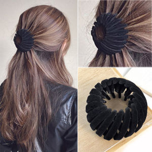 AMORELOVE High Quality Hair Clips Disk Hair Ponytail Buckle Velvet Hair Claw Women Meatball Head Hair Pins